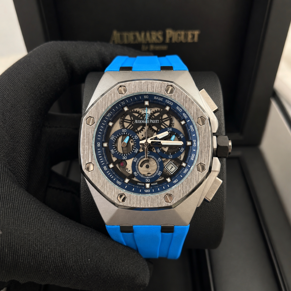 AUDEMARS PIGUET ESQUELETADO ACERO MALLA CELESTE (AA+)