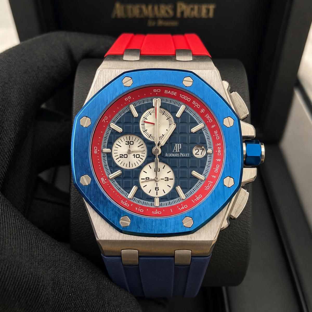 AUDEMARS PIGUET BISEL AZUL MALLA ROJA Y AZUL (AA+)