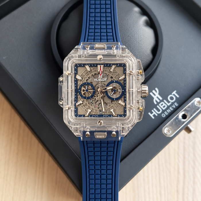 HUBLOT CUADRADO TRANSPARENTE AZUL (AA+)