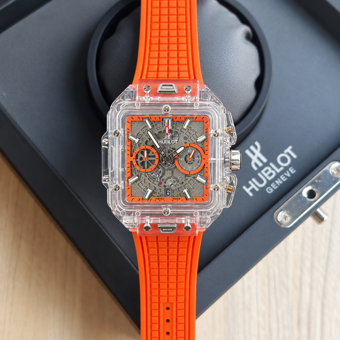 HUBLOT CUADRADO TRANSPARENTE NARANJA (AA+)