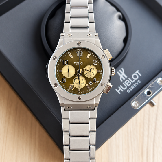 HUBLOT CRONÓGRAFO ACERO DIAL OLIVA (AA+)