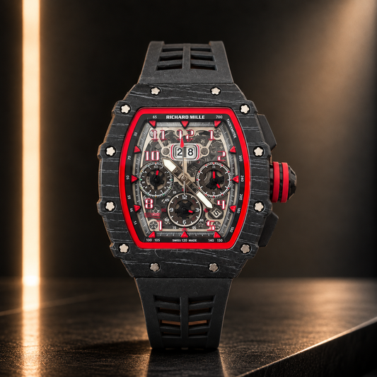 Richard Mille negro y rojo con malla negra