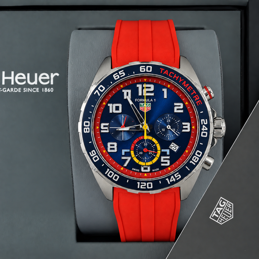 TAG Heuer Fórmula 1 dial azul con caucho rojo