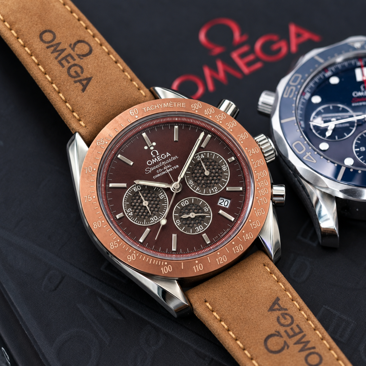 OMEGA SPEEDMASTER MARRÓN BISEL COBRIZO (AA+)