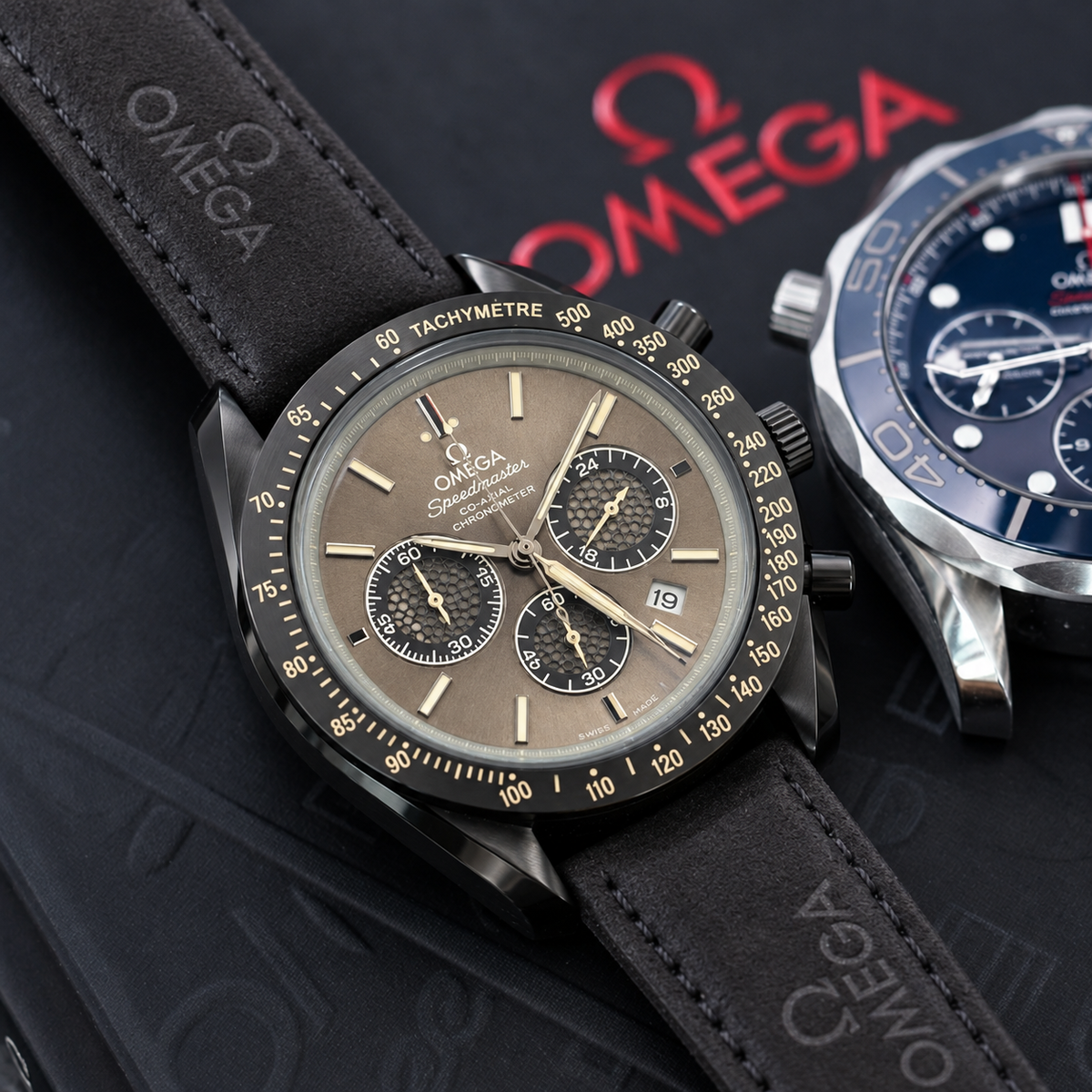 OMEGA SPEEDMASTER DIAL TAUPE CAJA NEGRA (AA+)
