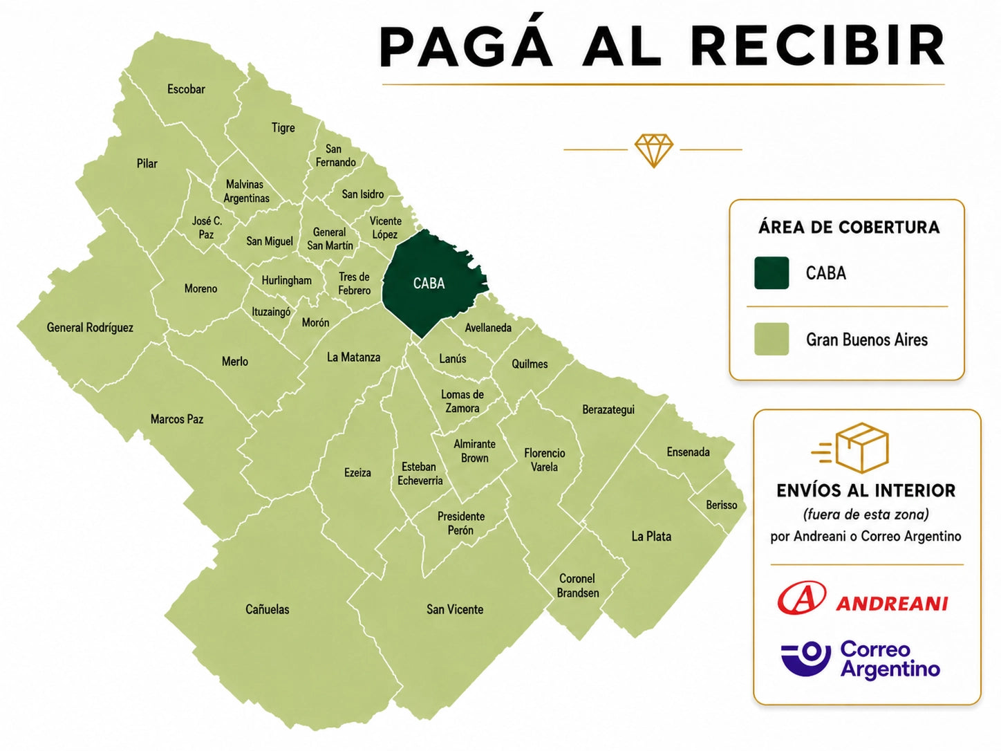 Zonas habilitadas para pago al recibir en CABA y AMBA